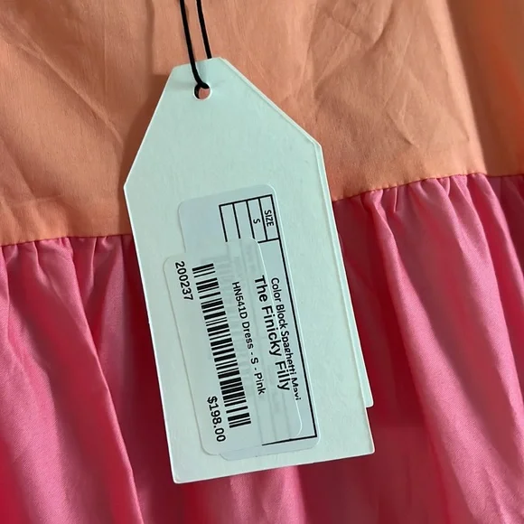 NWT English Factory Pink Color Block Spaghetti Maxi, sz S - Picture 6 of 7